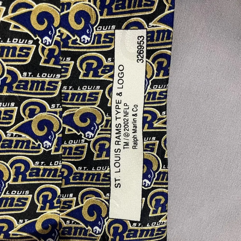 Vintage St. Louis Rams Tie Mens Blue Gold NFL Football Ralph Marlin Silk 2000s‎